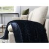 Life Comfort- 60"x70" Textured Faux Fur Blanket Navy Blue Only - Image 2