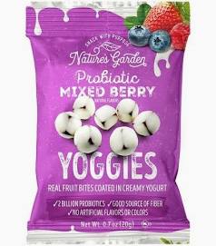Nature's Garden Probiotic Mixed Berry Yoggies- FOUR .7oz Bags