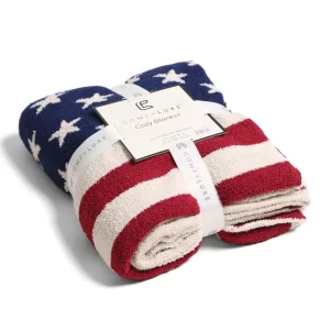 American Flag "ComfyLuxe" 50"x60" Blanket in Classic Red, White and Blue